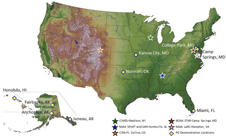 image:  GOES-R Proving Ground Demonstration Locations