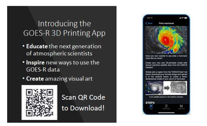 A GOES-R 3D printing app won top prize at the hackathon.