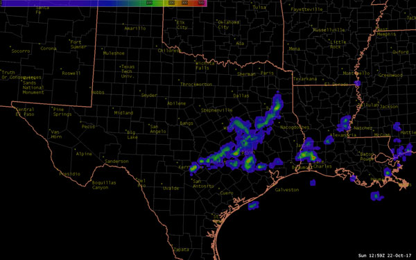 GOES-16 observed lightning extending from Austin, Texas