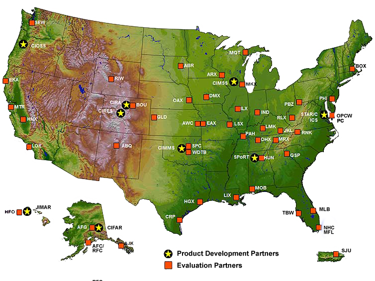 image:  GOES-R Proving Ground Demonstration Locations