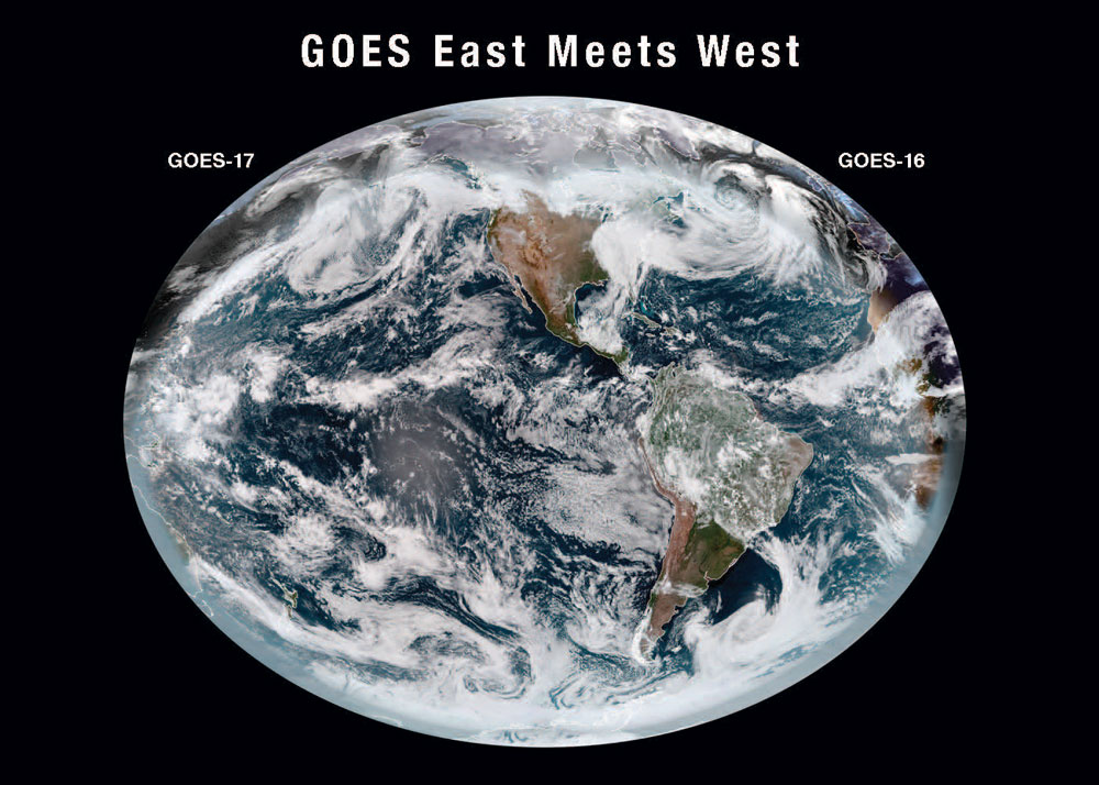 GOES East Meets West postcard 