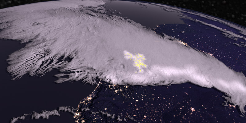 GOES-16 GLM and ABI composite of lightning illuminating a mesoscale convective system over Uruguay.