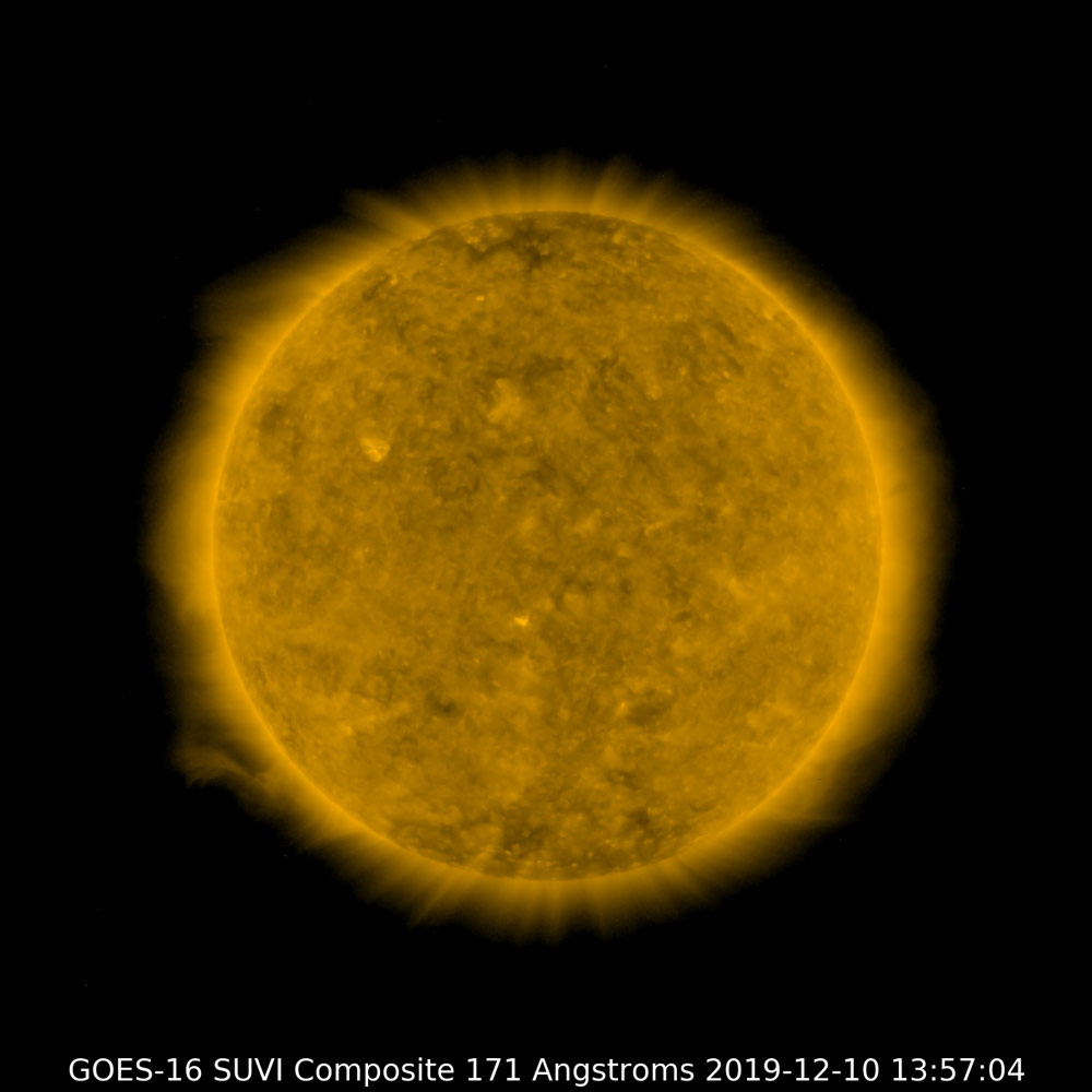 GOES-16 SUVI image of the sun, December 10, 2019.