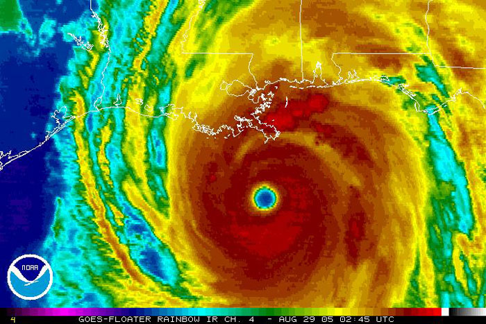 Hurricane Katrina, captured by GOES-12 on August 29, 2005. 