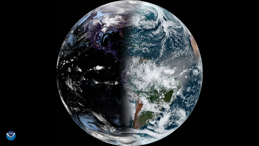 This image of Earth was taken on March 19, 2020 by GOES-16 (GOES East) in honor of the start of astronomical spring in the Northern Hemisphere