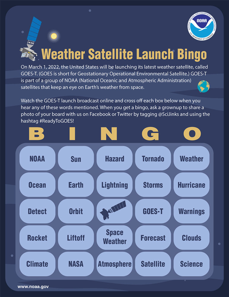 GOES-T Launch Bingo image