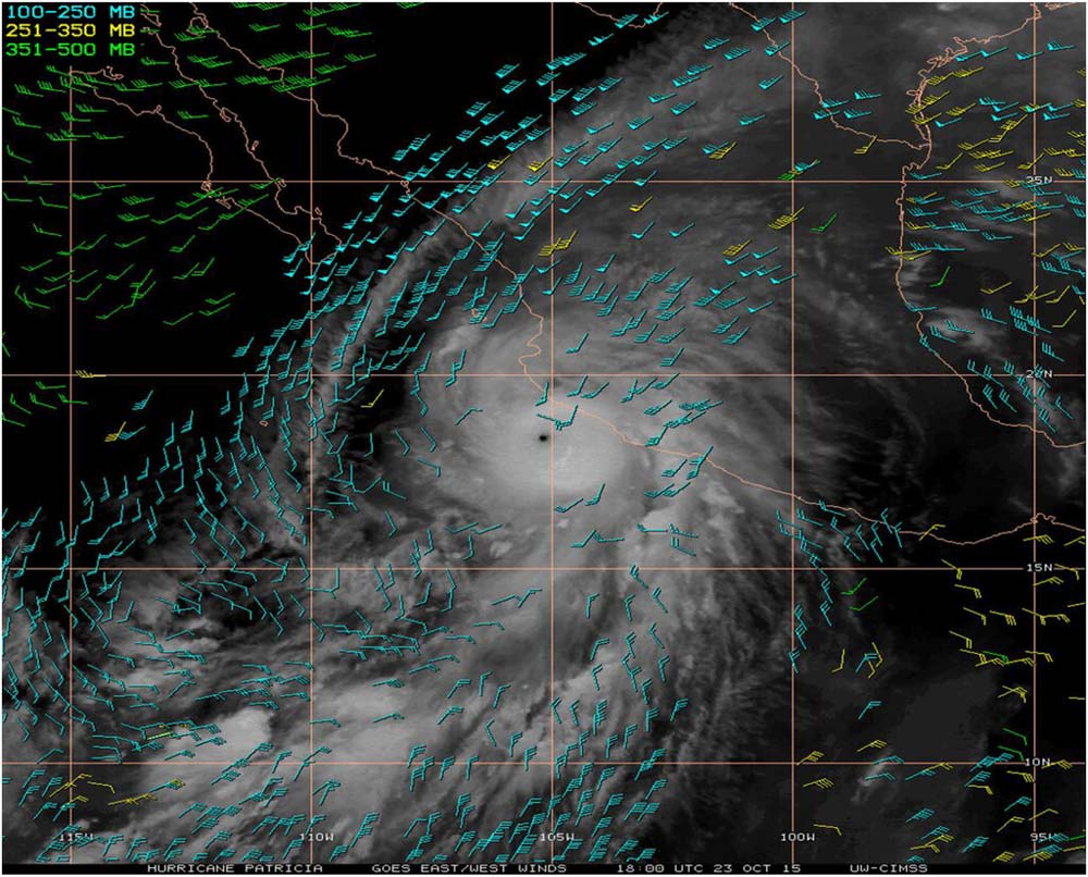 an image most intense hurricane on record in the Western Hemisphere, Hurricane Patricia on Oct. 23, 2015