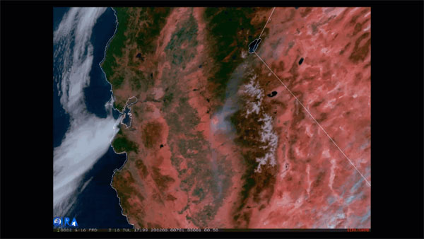 GOES-16 dust enhancement product highlighting a large plume of dust from the desert southwest being dragged eastward, across northwestern Texas and east Oklahoma.