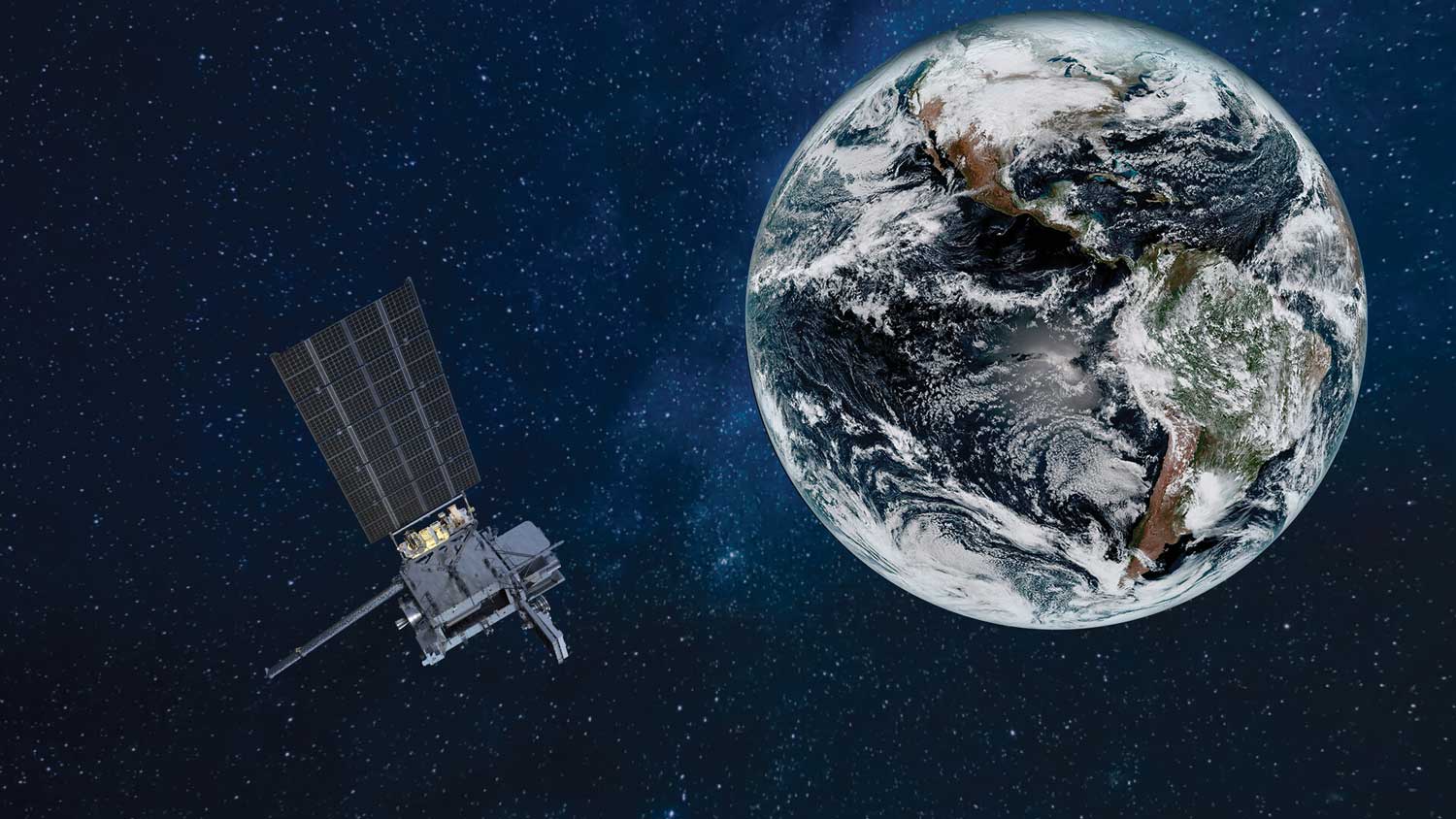 An image of GOES in orbit near earth