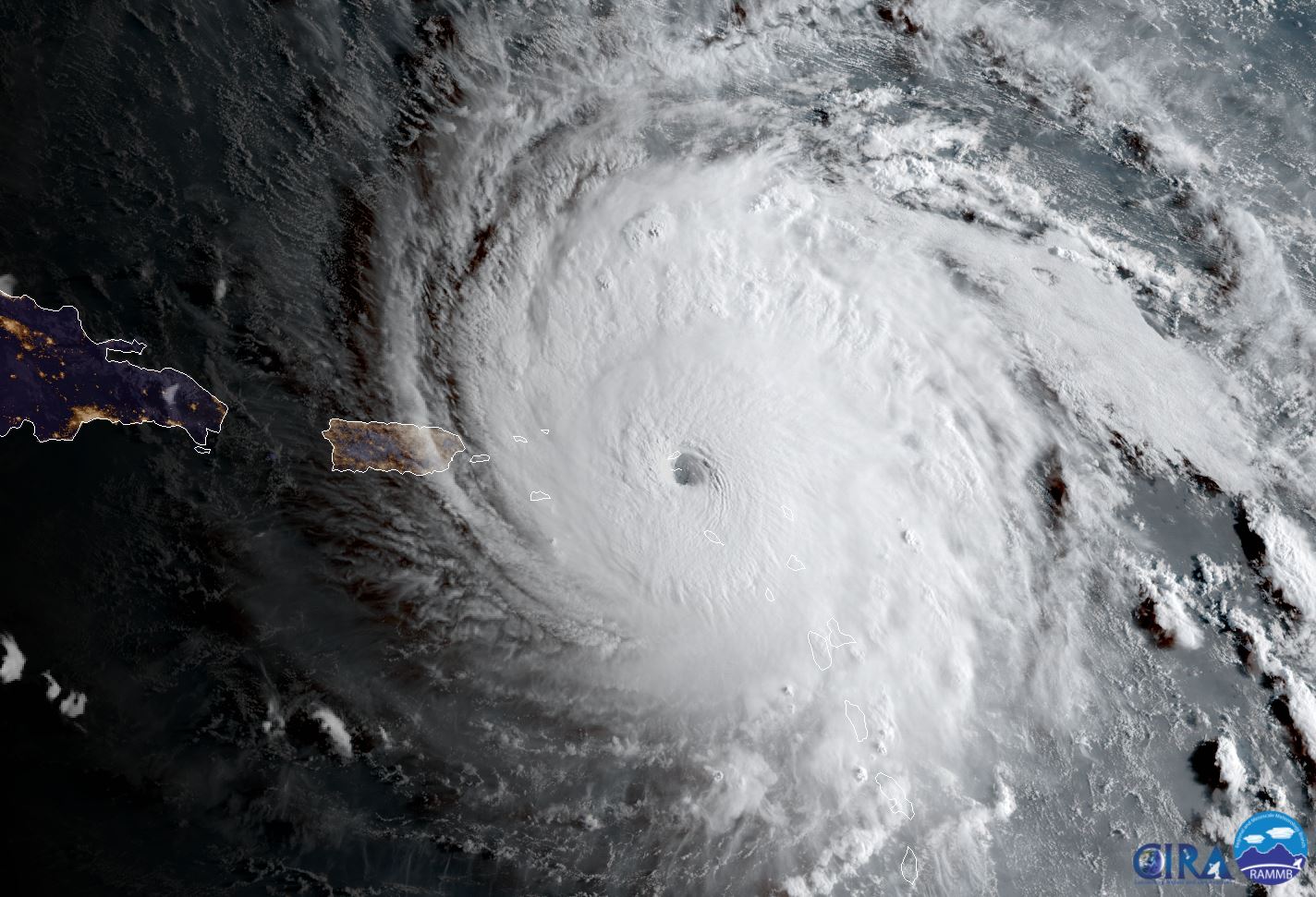 GOES-16 captured Hurricane Maria as it made landfall over Puerto Rico on September 20, 2017. Credit: NOAA/CIRA
