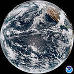 View HIGHEST REZ Version in new window. GOES-17 Shares First Full Disk Image from New Vantage Point over the Pacific Ocean