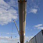 GOES-S Atlas V First Stage Booster Lift to Vertical On Stand (LVOS) 