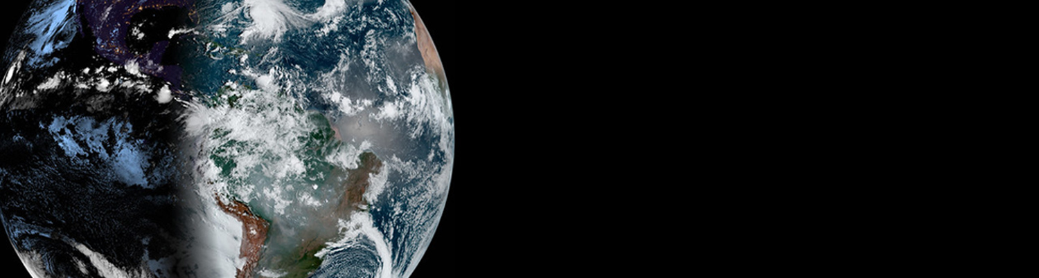 a GOES image of the full disk earth on the left